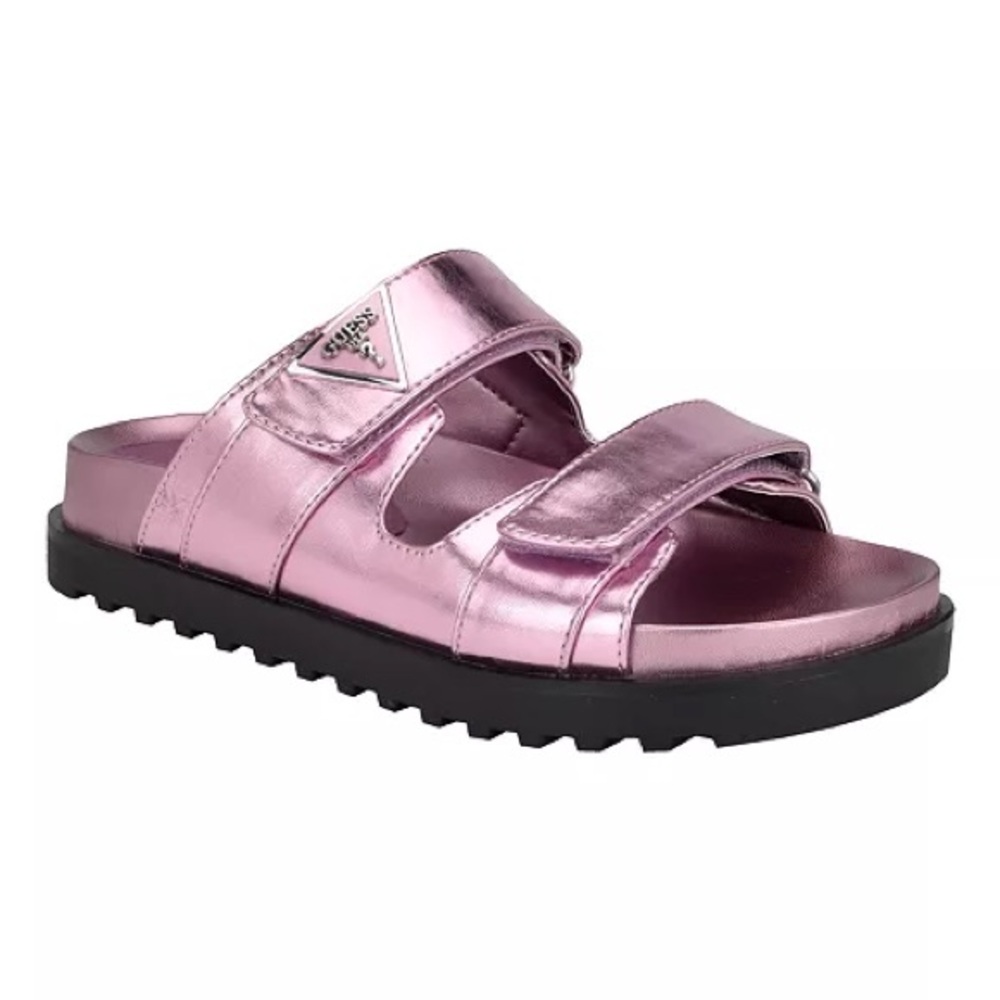 Guess Metallic Pink Fabula Slide Sandal